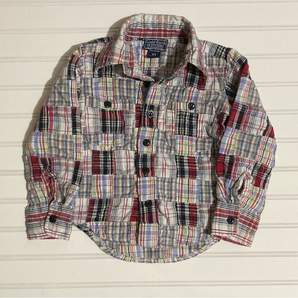 Gold Rush Outfitters Shirt Jacket 3T 100% Cotton‎ Patchwork Plaid Fall Winter